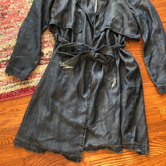 Cloth and stone chambray trench jacket size small - Picture 3 of 8